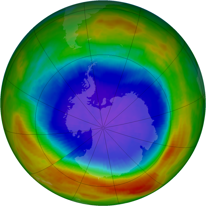 Antarctic ozone map for 29 September 1991
